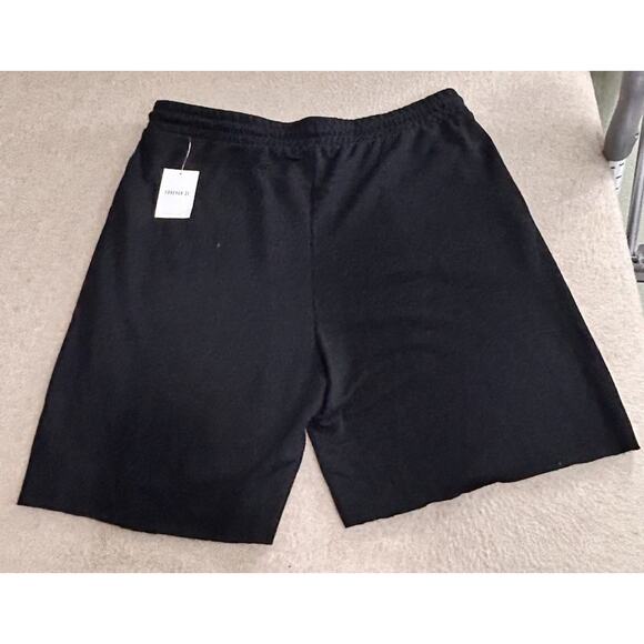 Forever 21 + Black Sweat Shorts Sz 3X Drawstring Waist Fleece 8" Inseam New - Picture 5 of 6